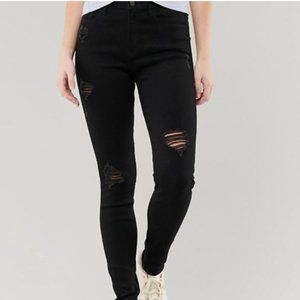 Hollister High-Rise Ripped Jeans - Black - Size 0L